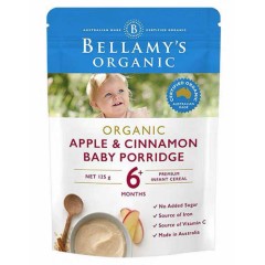 澳洲代购直邮新西兰Bellamy's 贝拉米有机苹果肉桂燕麦粥 125g 6月+米粉