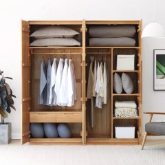 澳洲代购 全实木四门衣柜含顶柜Australia purchasing all solid wood four-door wardrobe with top cabinet