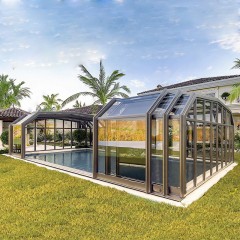 伸缩泳池盖款式阳光房  Retractable pool cover style sunroom