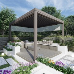 花园铝合金百叶顶凉棚  Garden aluminum louvered roof pergola