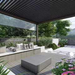 花园铝合金百叶顶凉棚  Garden aluminum louvered roof pergola