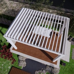 白色百叶顶凉棚 White louvered roof pergola