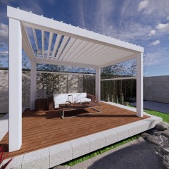 白色百叶顶凉棚 White louvered roof pergola