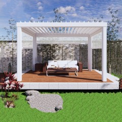 白色百叶顶凉棚 White louvered roof pergola