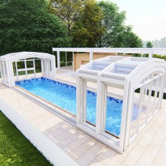 伸缩泳池盖款阳光房 Retractable pool cover model sunroom