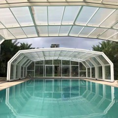 伸缩泳池盖款阳光房 Retractable pool cover model sunroom