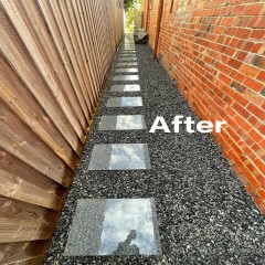 后院走道鹅卵石铺设 Backyard walkway cobblestone paving