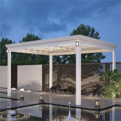 白色百叶顶铝合金凉棚 White louvered roof aluminum pergola