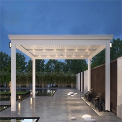 白色百叶顶铝合金凉棚 White louvered roof aluminum pergola