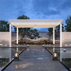 白色百叶顶铝合金凉棚 White louvered roof aluminum pergola