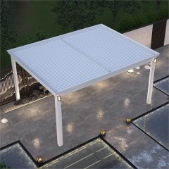 白色百叶顶铝合金凉棚 White louvered roof aluminum pergola